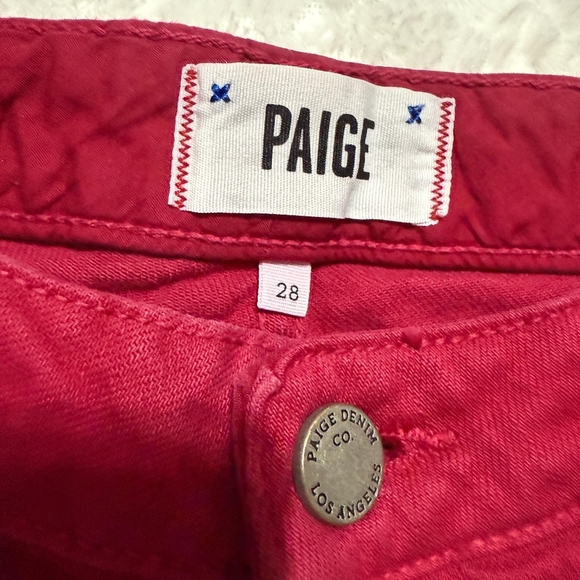 PAIGE Women's Vibrant Red Jean Shorts - Picture 2 of 9